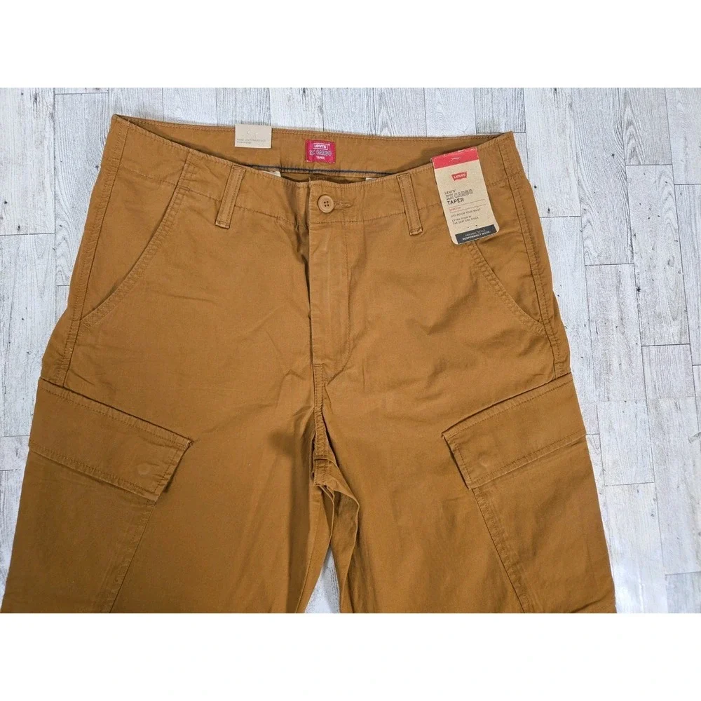 Levi's XX Cargo Taper Pants Mens 33x30 Stretch Sits Below Waist Ginger Brown NEW